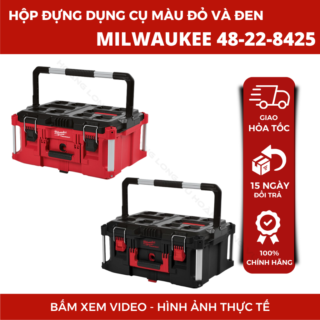 Hộp đựng dụng cụ packout Milwaukee 48-22-8425 đựng đồ nghề, dụng cụ có tay xách tiện lợi sử dụng