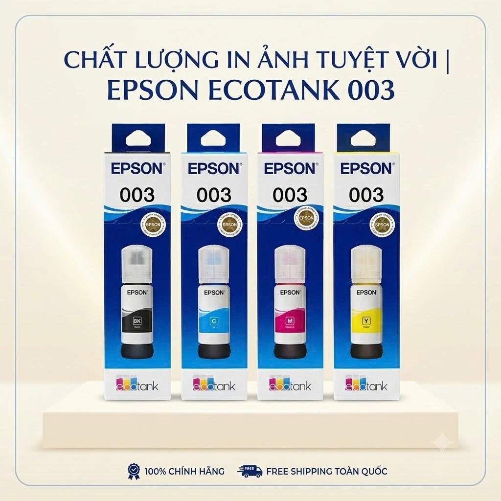 Mực In Epson 003 Chính Hãng (Bộ 4 Màu) Cho Máy In L3110 L3150 L3210 L3250 L1110 L1210 L5190 L5290 - 
