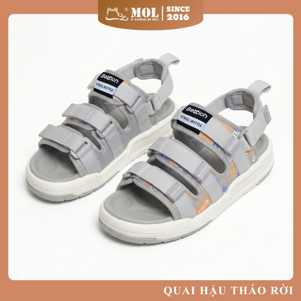 Sandal BeRich BE1603I06 Quai Hậu Tháo Rời Đế Cao Su 3 Quai Ngang Thời Trang Đi Học Dạo Phố Nam Nữ