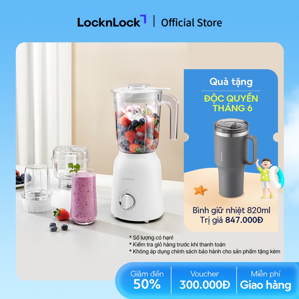 Máy xay sinh tố đa năng Lock&lock Multi Blender 1.5L - Màu trắng EJM416WHT