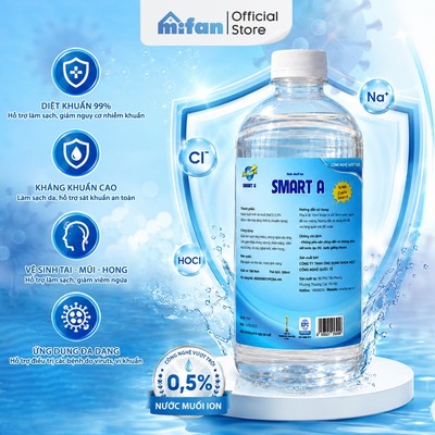 Dung dịch sát khuẩn Smart A 500ml - Nước anolyte khử trùng da, vệ sinh mũi họng - An toàn, không gây kích ứng
