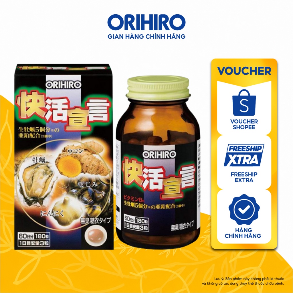 Viên uống tinh chất hàu tươi tỏi nghệ Orihiro 180 viên, Orihiro vivacity