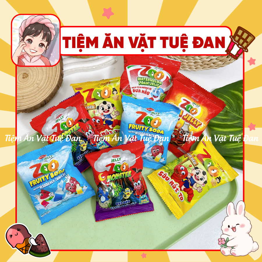 Combo Kẹo Dẻo Trái Cây Zoo Jelly Bibica với 5 vị đặc biệt (Gói 24g), Kẹo Chíp Bibica Chính Hãng