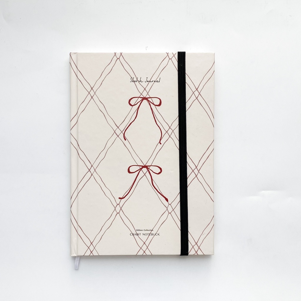 Sổ vẽ A5 Sketchbook phác thảo 190gsm Crabit Skectbook Ribbon Coquette - A5 Nơ Hồng Đỏ Dọc