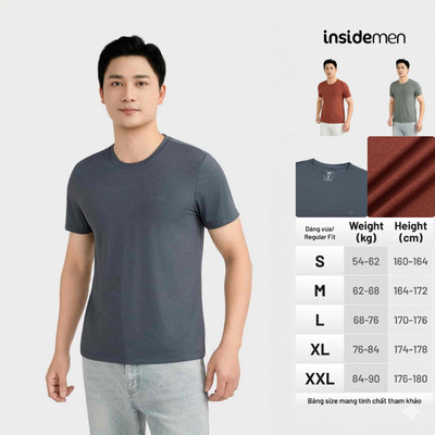 Áo Thun T-Shirt Nam Họa tiết Insidemen Regular Fit polyamide mát mẻ, co giãn ITS243AS0