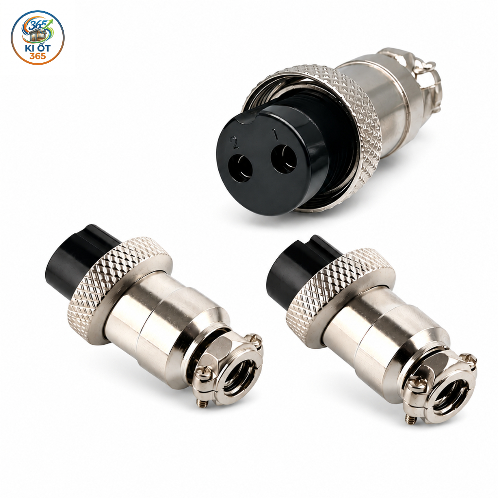 Giắc GX16-2P Chân Cái. Jack GX16-2P Đầu Cái