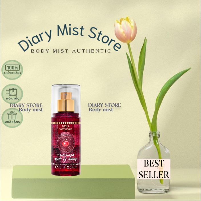 𝐃𝐢𝐚𝐫𝐲𝐦𝐢𝐬𝐭.𝐬𝐭𝐨𝐫𝐞 Xịt thơm toàn thân bodymist Bath & Body Works - Champagne Apple Honey 75ml Minisize