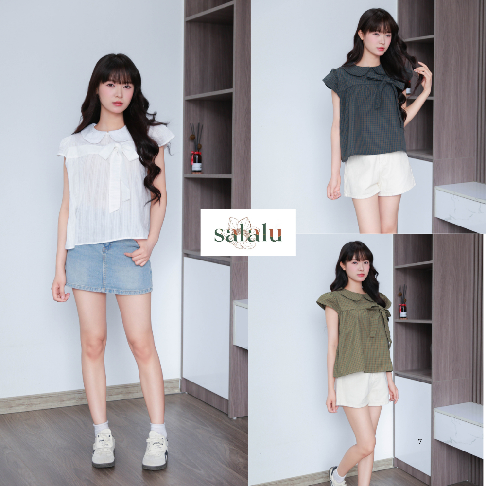 BT 049 Áo babydoll cổ sen cài nơ trước ngực siêu dễ thương | BigBuy360 - bigbuy360.vn