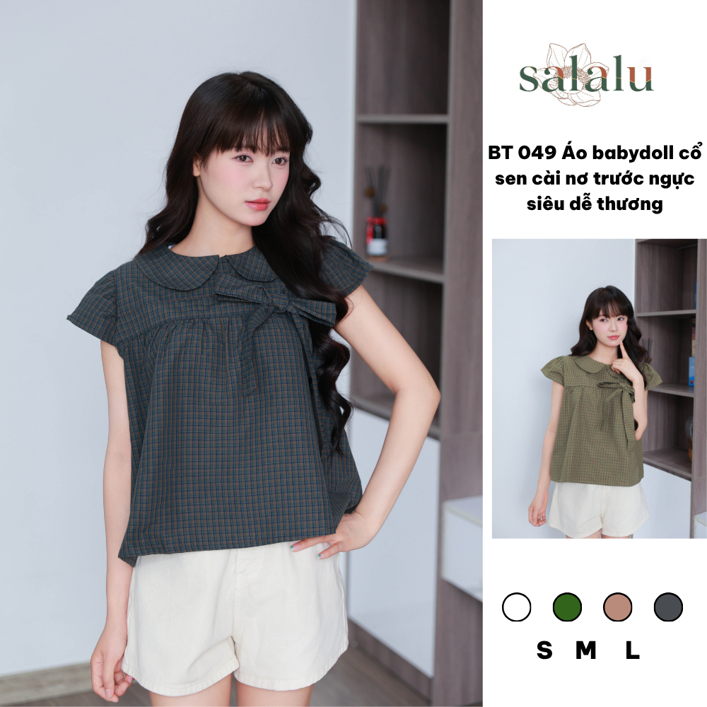 BT 049 Áo babydoll cổ sen cài nơ trước ngực siêu dễ thương | BigBuy360 - bigbuy360.vn