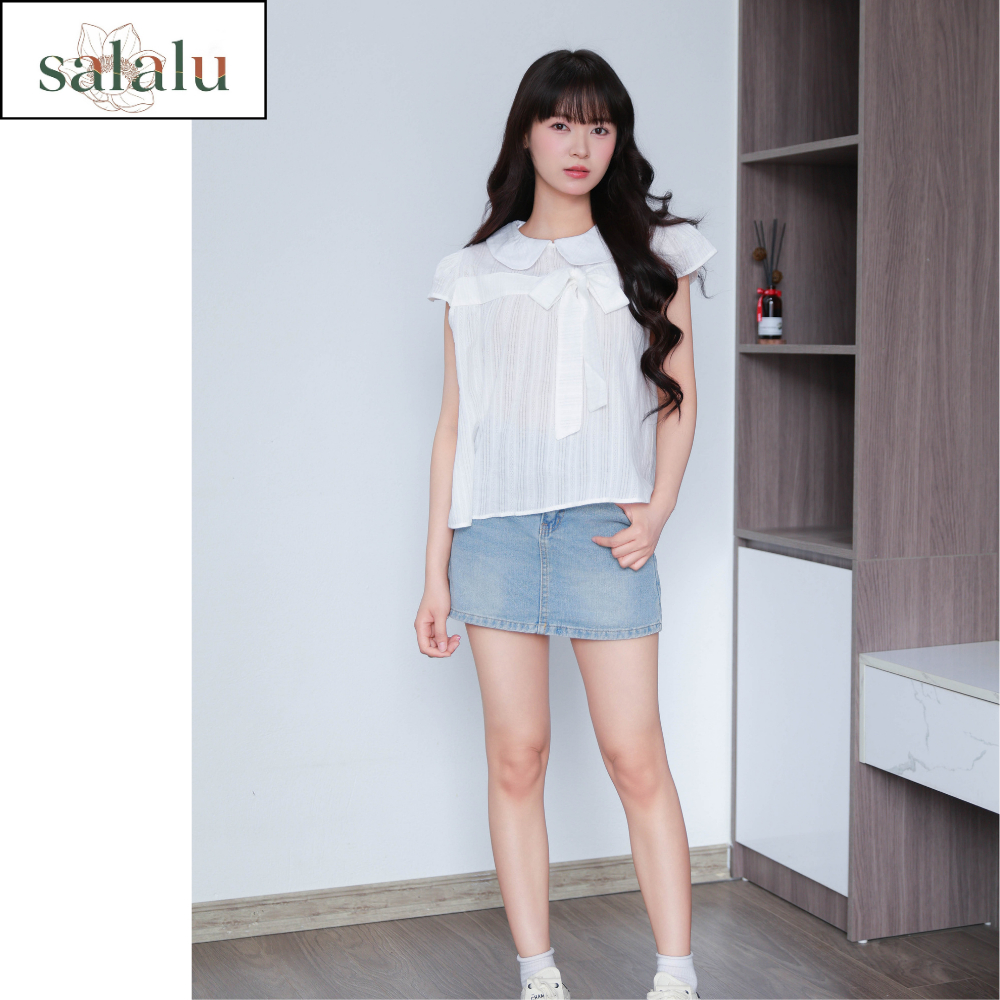 BT 049 Áo babydoll cổ sen cài nơ trước ngực siêu dễ thương | BigBuy360 - bigbuy360.vn