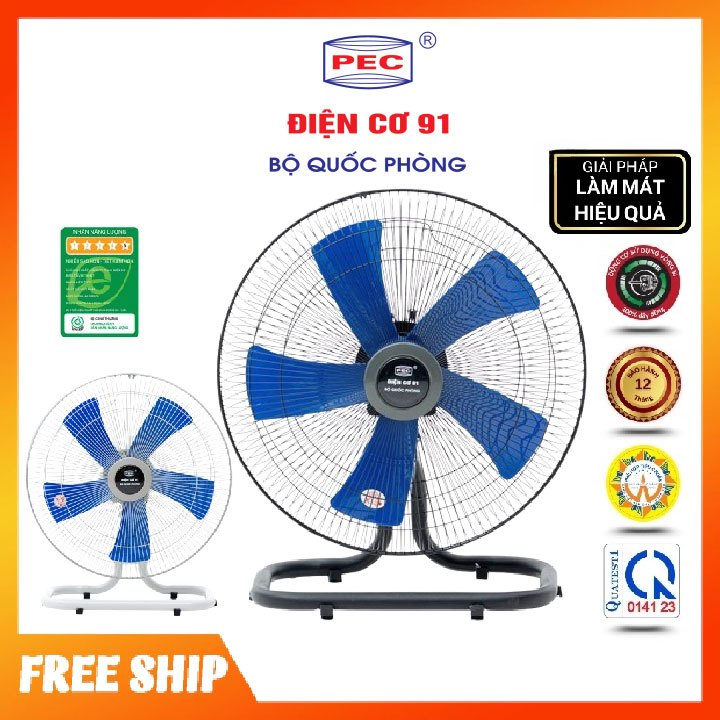 Quạt sàn chân quỳ Điện Cơ 91 Bộ Quốc Phòng QS450, sải cánh lớn 450mm siêu mát cho không gian rộng