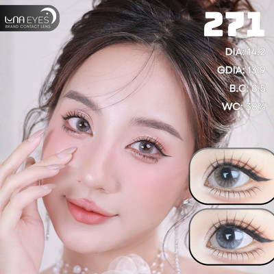 [6 tháng] Lens mắt 271 Gray màu xám vân tia tự nhiên, viền nhạt, size vừa - thương hiệu LUNA EYES