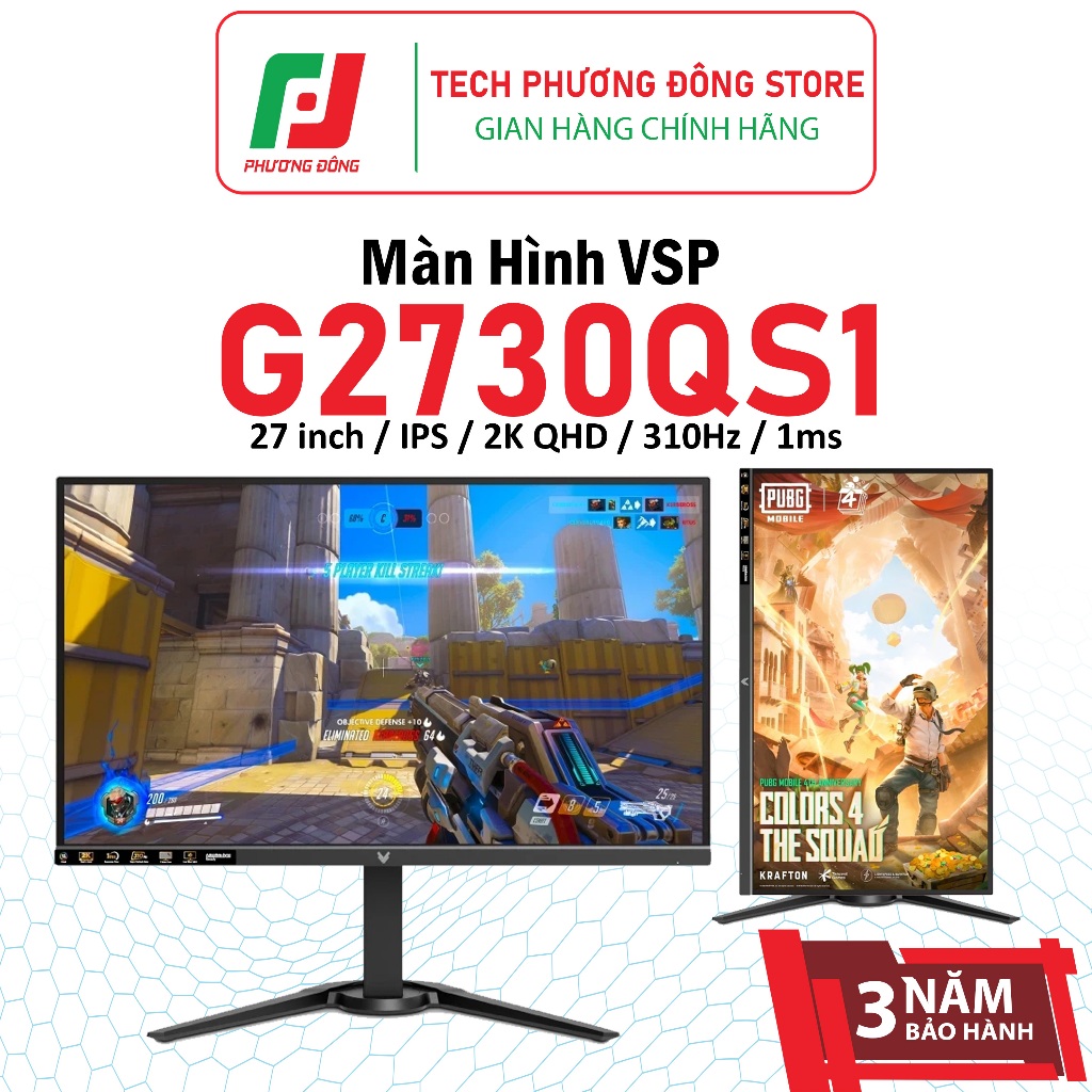 Màn Hình Gaming VSP G2730QS1 27inch IPS 2K QHD 310Hz 1ms | Chính Hãng | Bảo Hành 36 Tháng