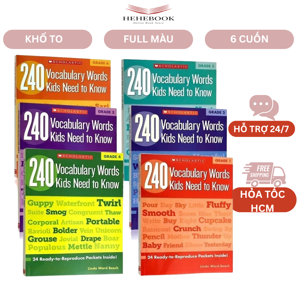 Sách - 240 Vocabulary words kids need to know Grade 1-6 (6 quyển) NHẬP KHẨU