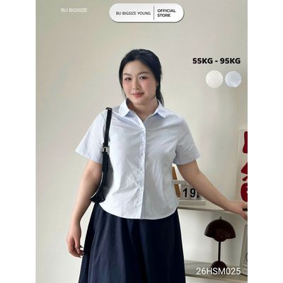 Áo sơ mi cổ sen BIGSIZE (55kg đến 95kg) – 26HSM025  - [BU Bigsize Young]