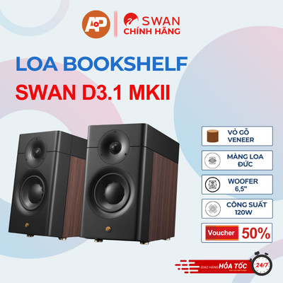 Loa SWAN D3.1 MKII - 2 đường tiếng - Công suất 120W RMS - Màng loa Đức - Bass 6.5inch - Chính hãng