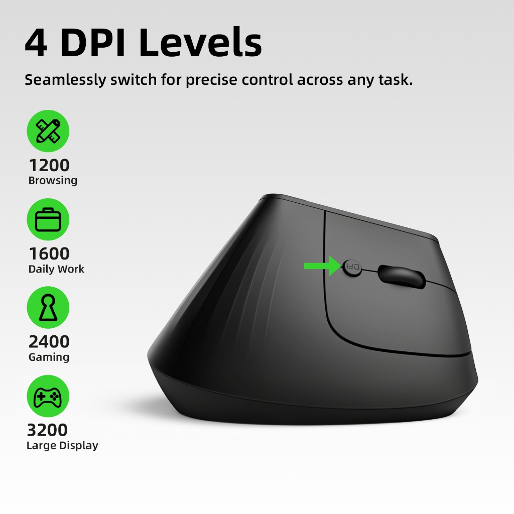Chuột Dọc Không Dây GOOJODOQ Công thái học 2 Chế Độ 2.4G+BT5.0,4 DPI Lên 3200 Nút Tới/Lùi+Về Desktop | BigBuy360 - bigbuy360.vn