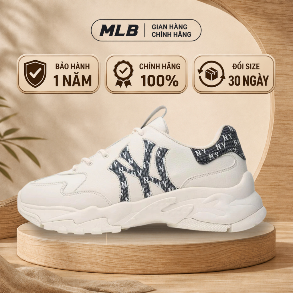 Giày bigball chunky window đen chính hãng full box hiddentag check auth , sneaker mlb đế cao 6cm tôn