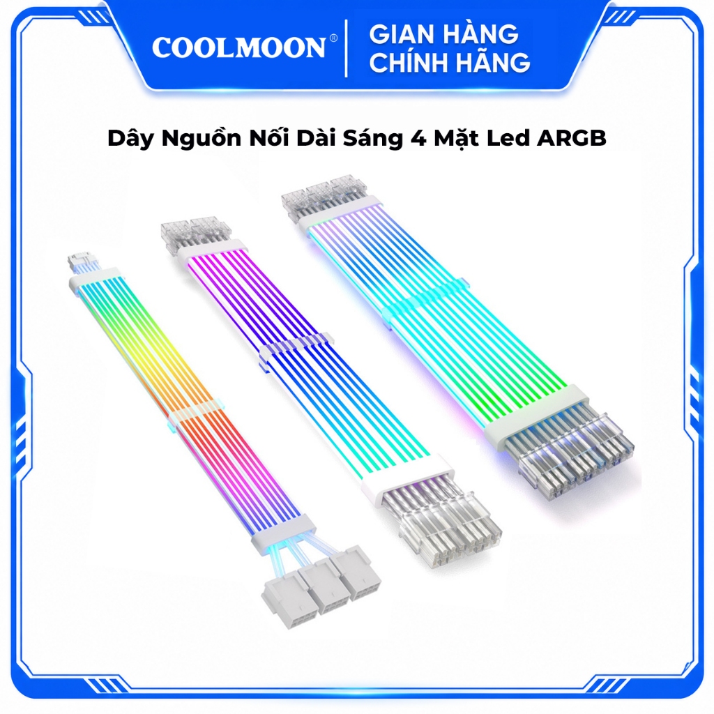 Dây Nguồn Nối Dài 24 Pin / 2x8 / 3x8 / 12+4 Pin Sáng 4 Mặt Led ARGB