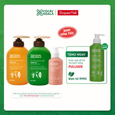 [COMBO DỊU NHẸ BÊN MẸ] Dầu Gội Xả Gừng Sả, Dung Dịch Vệ Sinh X2 Nano Nghệ Cỏ Cây Hoa Lá