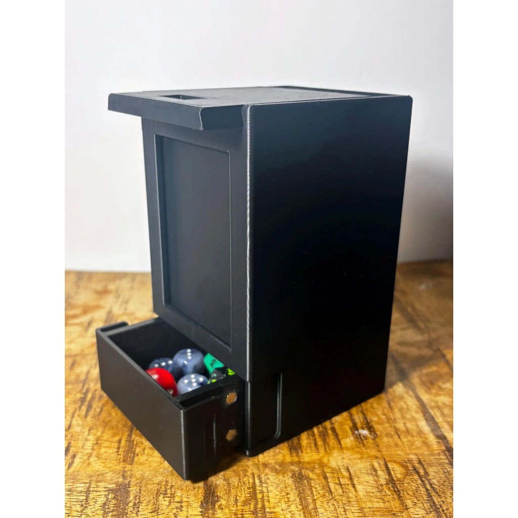 Deck box/dice tray (standard sleeved size display)