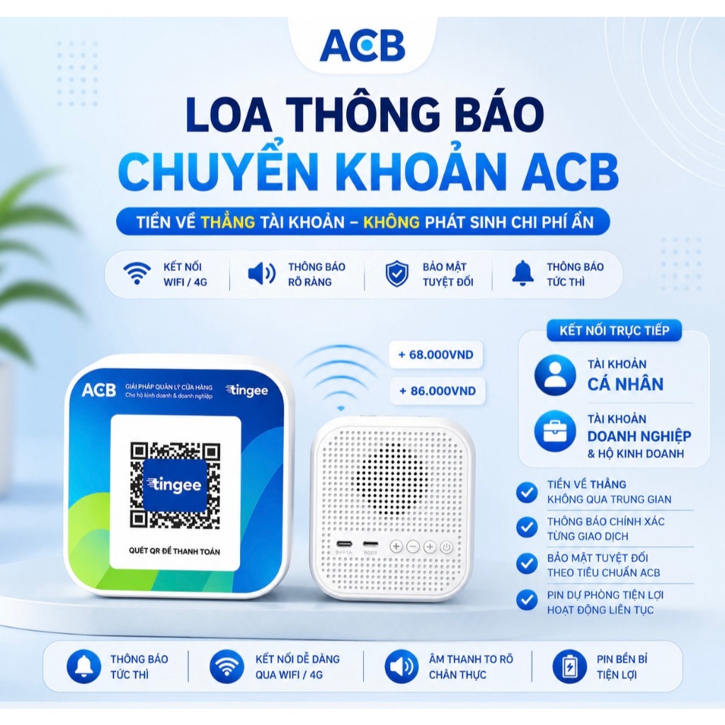 Loa ACB - Loa đọc thông báo chuyển khoản về thẳng ACB không qua trung gian l Bảo hành chính hãng 1 n