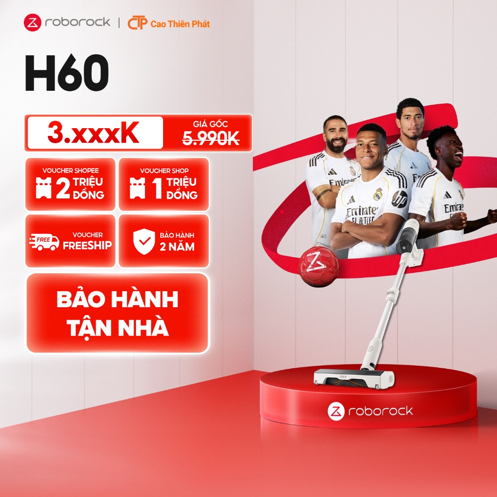 [Bảo hành tận nhà] Roborock H60/ H60 Ultra Máy hút bụi cầm tay không dây | Lực hút 115AW