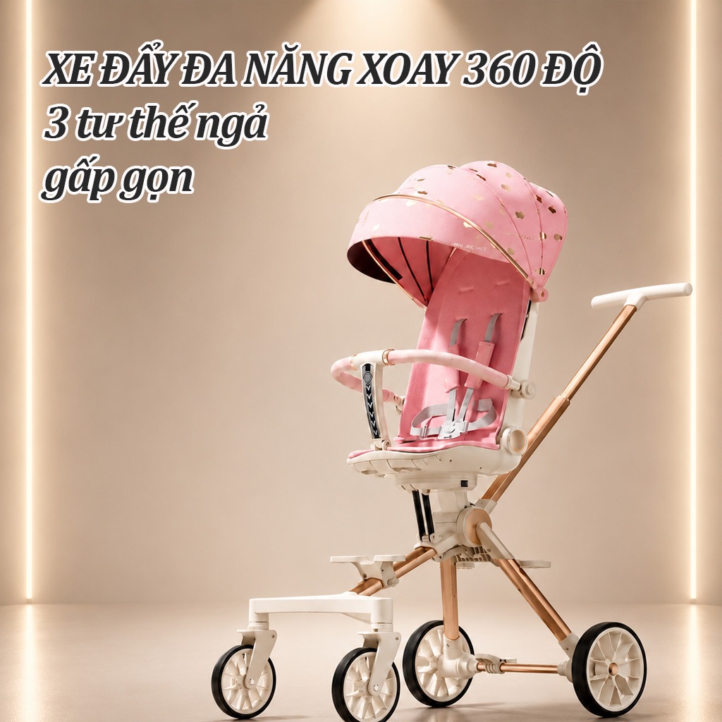Xe đẩy em bé HanKids G500-1 cao cấp, khay ăn, đảo chiều 2 mặt, gấp gọn tiện lợi HanKidsHN
