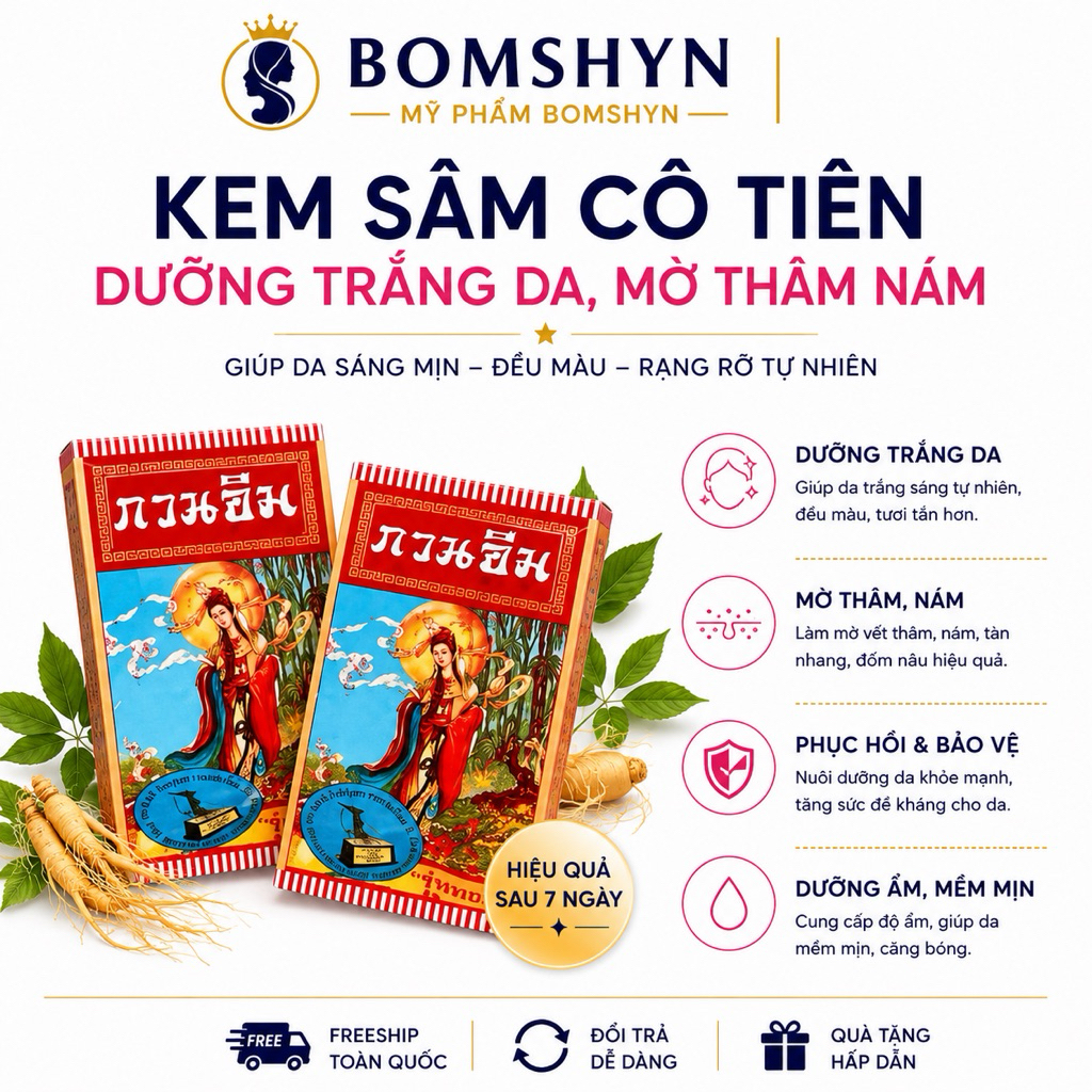 Kem sâm hiệu quan âm Thái lan trắng da mờ thâm