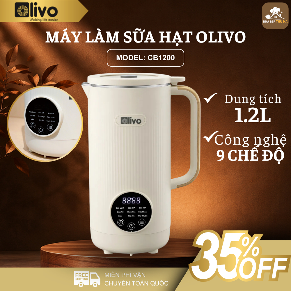 Máy Làm Sữa Hạt OLIVO CB1200 Lưỡi Dao Inox 304 Sắc Bén, Thiết Kế Sang Trọng - Nhà Bếp Thu Hà