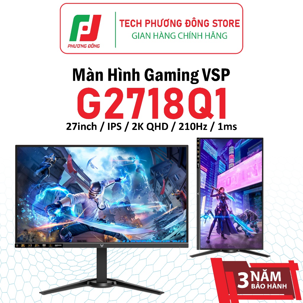 Màn Hình Gaming VSP G2720QS1 27inch IPS 2K QHD 210Hz 1ms | Chính Hãng | Bảo Hành 36 Tháng