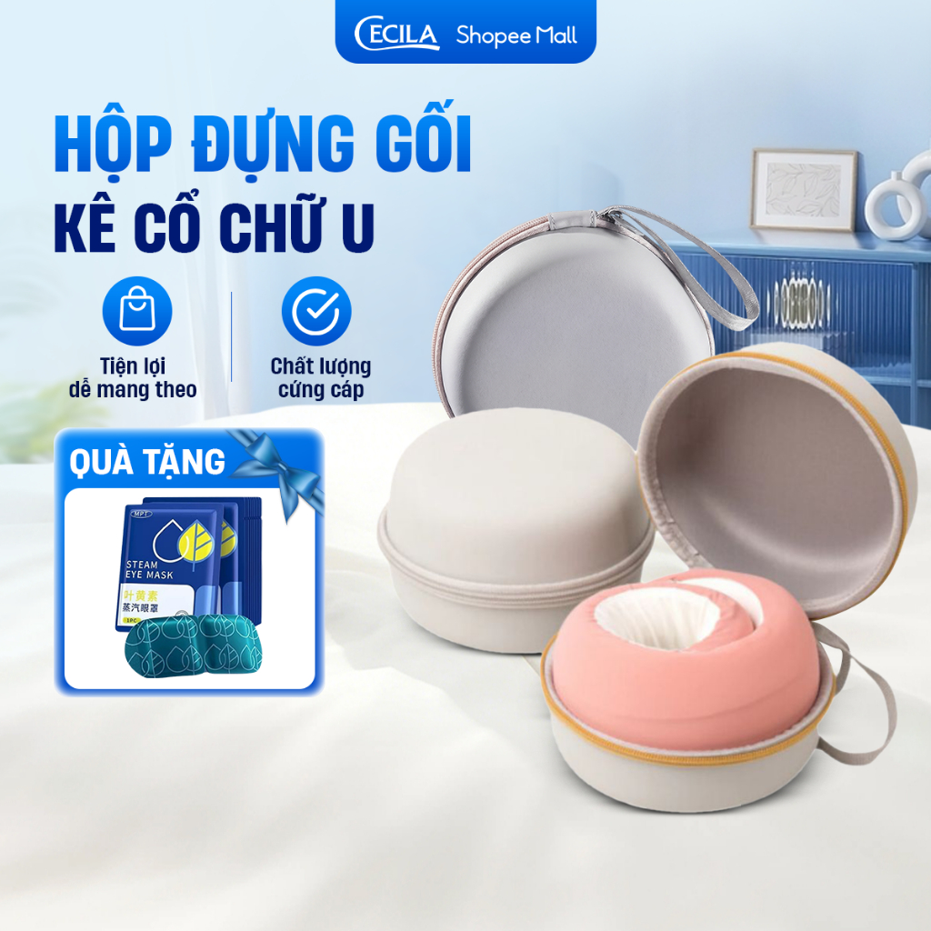 Hộp đựng gối kê cổ chữ U CECILA GỐI NỆM Y TẾ tiện lợi dễ dàng mang đi du lịch.