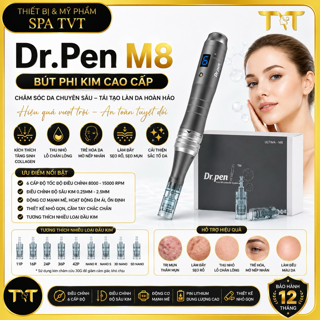 BÚT PHI KIM DR.PEN M8 CAO CẤP – BÚT DERMA ĐIỆN ULTIMA M8, VI KIM CHUYÊN NGHIỆP, CHĂM SÓC DA
