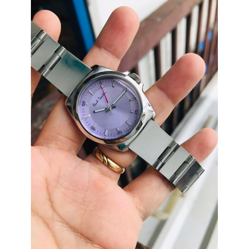 Đồng hồ nữ si Nhật thương hiệu Anh quốc Paul Smith size 32mm mặt tím dây vỏ thép