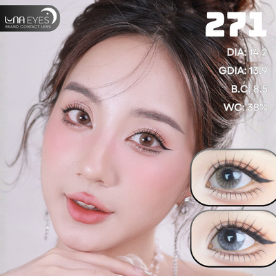 [6 tháng] Lens mắt 271 Brown màu nâu vân tia tự nhiên, viền nhạt, size vừa - thương hiệu LUNA EYES