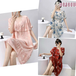 Váy lanh tole mặc nhà phối rèm trước ngực, mặc ngủ, mặc bầu đều thoải mái NTNPR1