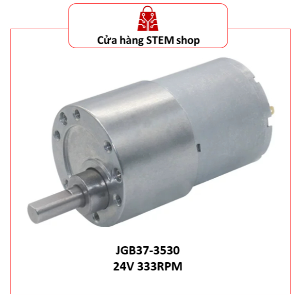 Động Cơ Giảm Tốc DC 24V JGB37-500 (340RPM) & JGB37-3530 (333RPM) Bánh Răng Kim Loại Trục D 6mm Chế R
