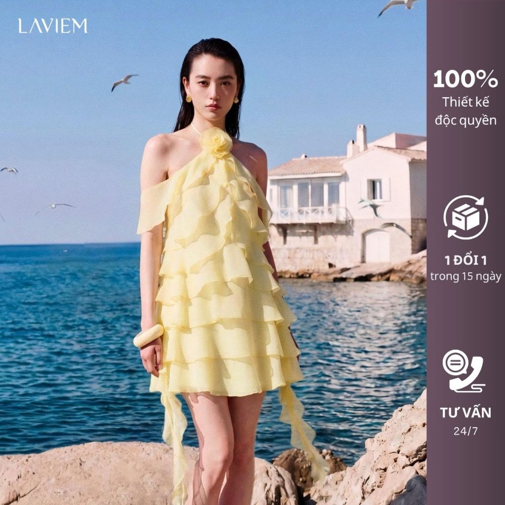 LAVIEM - Váy tầng bèo cổ hoa 3D - Nalia Dress