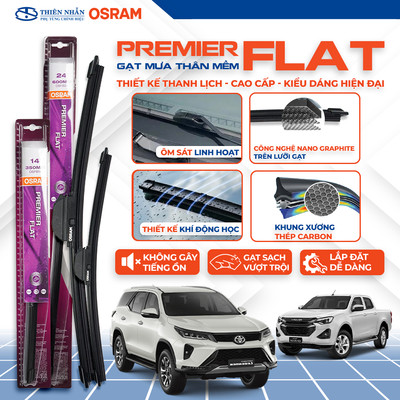 Cặp Gạt Mưa Ô Tô Thân Mềm OSRAM Ngàm Móc U Cho Xe Toyota, Mazda, Kia, Honda, Hyundai, Vinfast và các dòng xe khác