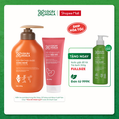 [COMBO CHĂM SÓC CƠ THỂ MẸ SAU SINH] Combo Sữa Tắm Gừng Nghệ, Tẩy Da Chết Body Đậu Đỏ Cỏ Cây Hoa Lá VIETNAM
