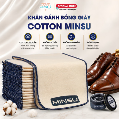 Khăn Đánh Bóng Giày Cotton MINSU M7955 Cao Cấp Mềm Mịn Dùng Để Lau Dưỡng, Thoa Xi, Vệ Sinh Bụi Bẩn Và Cặn Xi Cũ Cho Giày