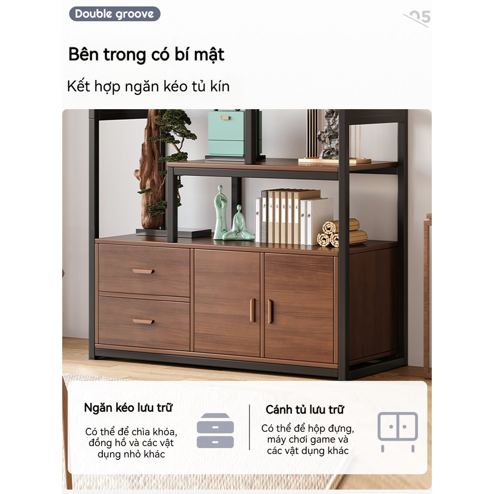 ALOVE Kệ Trang Trí Phòng Khách Kệ Trưng Bày Nhiều Tầng Khung Sắt Có Tủ Lưu Trữ Kệ Sách | BigBuy360 - bigbuy360.vn