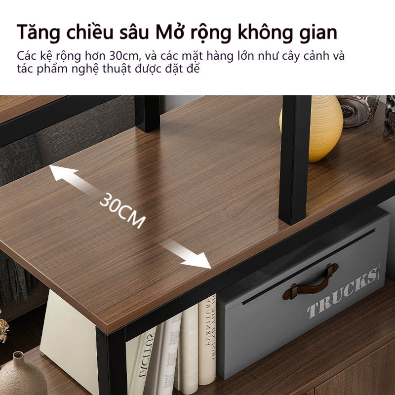 ALOVE Kệ Trang Trí Phòng Khách Kệ Trưng Bày Nhiều Tầng Khung Sắt Có Tủ Lưu Trữ Kệ Sách | BigBuy360 - bigbuy360.vn