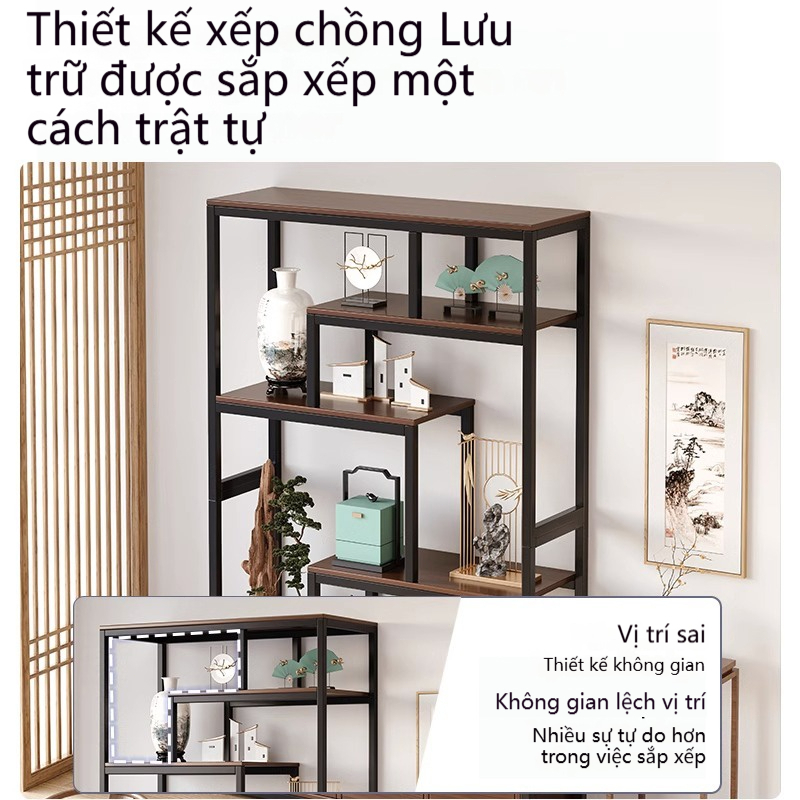ALOVE Kệ Trang Trí Phòng Khách Kệ Trưng Bày Nhiều Tầng Khung Sắt Có Tủ Lưu Trữ Kệ Sách | BigBuy360 - bigbuy360.vn