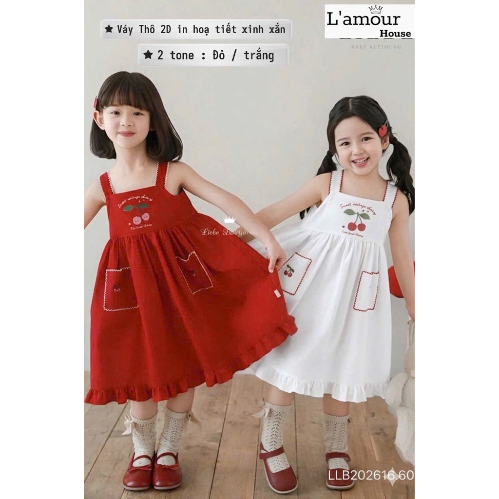 váy 2D in cherry 2 màu đỏ trắng [L’amour house ]