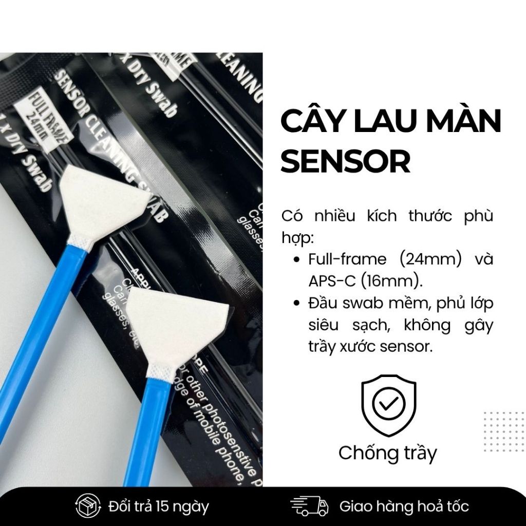 Que Lau Cảm Biến Máy Ảnh – Bộ 5/10 Cây Vệ Sinh Sensor Máy Ảnh APS-C & Full Frame