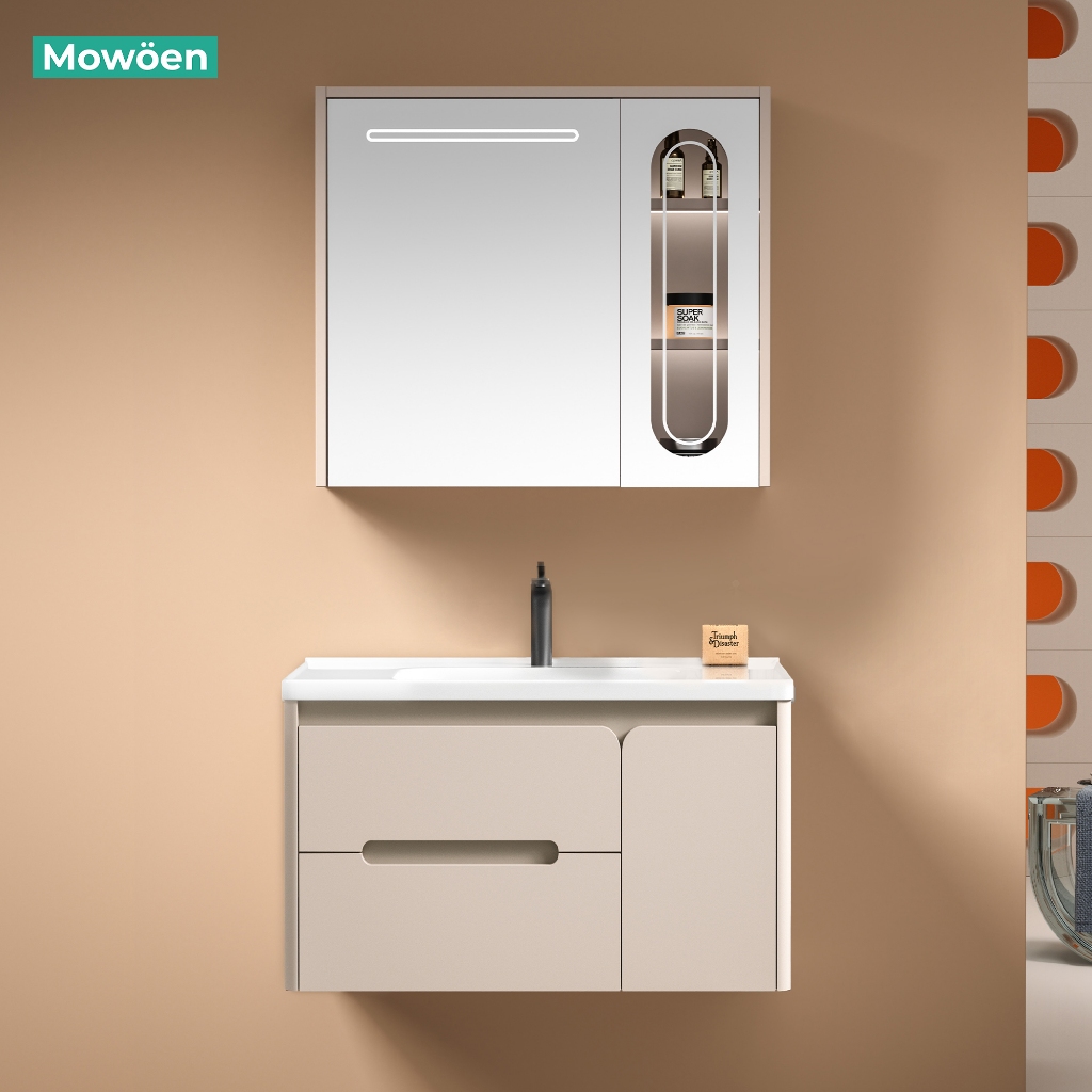 Tủ lavabo Mowoen MW2711-80/100PVC nhập khẩu, treo tường phòng tắm