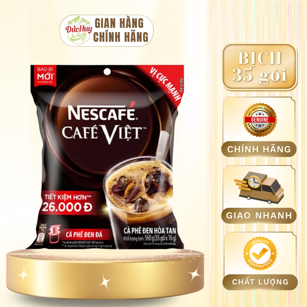 Cà Phê Hòa Tan Nescafé Café Việt Cà Phê Đen Đá (Bịch 35 Gói x 16g)
