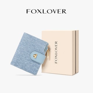 FOXLOVER Ví Nữ Có Chức Năng Chống Trộm RFID 10 khe đựng thẻ Đi kèm hộp quà Xanh dương