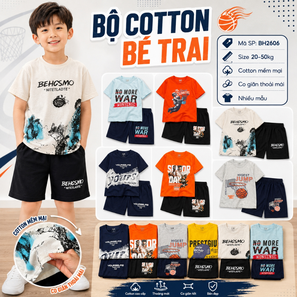 BH2606 BH2613 Bộ cotton  BT BG LH Kids Jamikids in hình